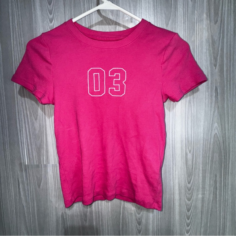 Hollister Pink Ribbed Baby‎ Tee With Embroidered 03 Women’s Sz M
